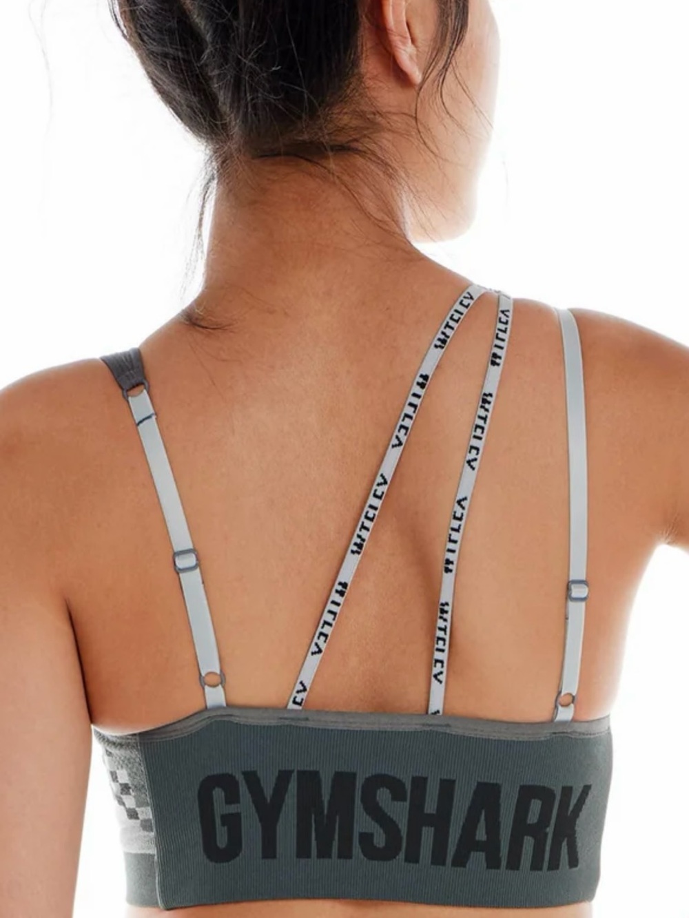 Gymshark Ribbed Dark Charcoal and Light Gray Sports Bralette - Picture 3 of 8